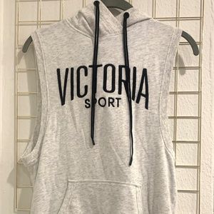 VS Sport Gray & Black Hoodie Open-Back Sleeveless (XS)